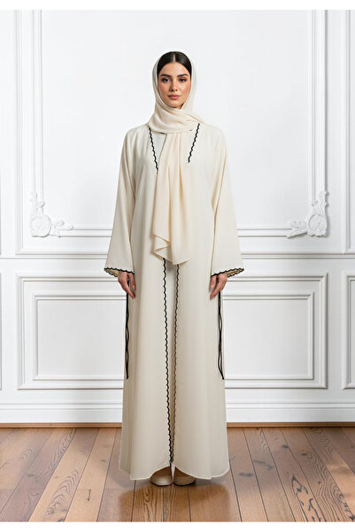 Nukhbaa Scalloped Elegance Open Abaya | Nida Fabric-873