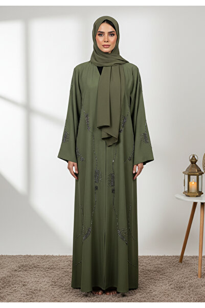 Nukhbaa Emerald Elegance Abaya - Green Traditional Garment-853