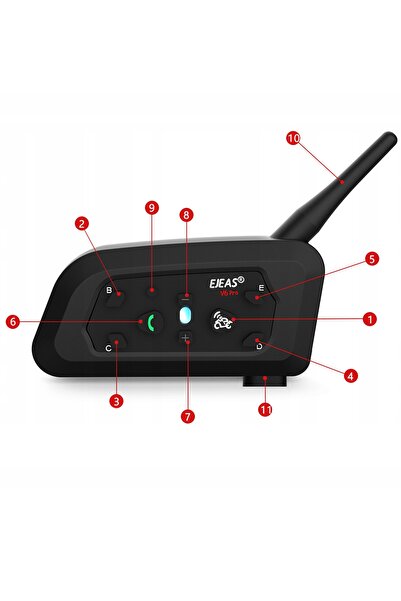 NO BRAND EJEAS V6 PRO + INTERCOMUNICATOR MOTO 1 cască BLUETOOTH USB-C
