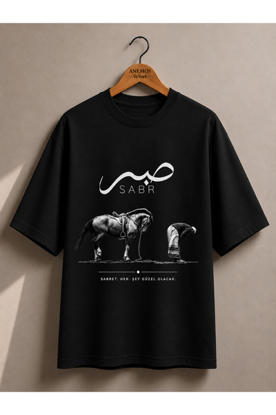 ANEMOS Wear تي شيرت SABR Premium للجنسين مطبوع باللون الأسود |   تصميم تحفيزي...