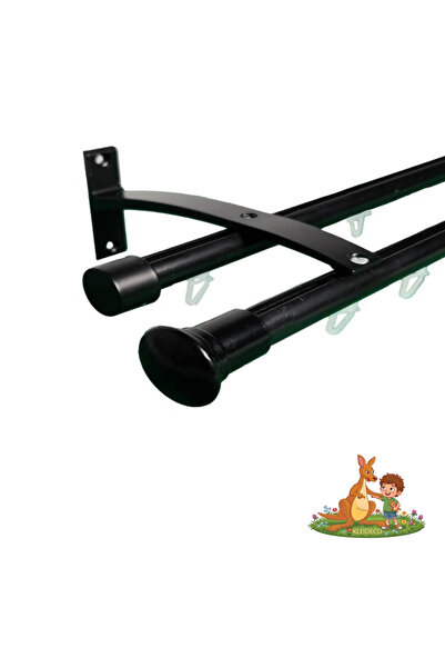 KLEIDECO Double curtain rail IBIZA, Metal, Diameter 19 mm, MELBOURNE ends, 34...