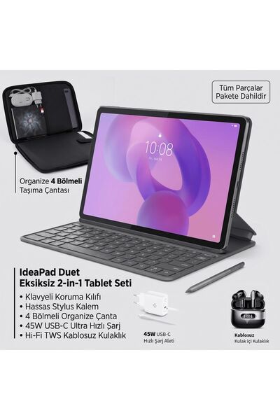 LENOVO 11 inç 2.5K ekranlı tablet, 8 GB RAM 128 GB depolama, klavye ve kaleml...
