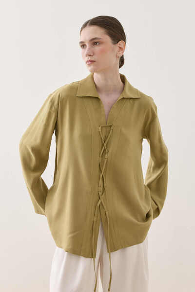 Fahhar Wide Britli Kimono Shirt Green