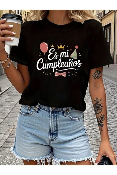799 تي شيرت مطبوع عليه عبارة "It Is My Birthday Party" باللغة الإسبانية، قميص...