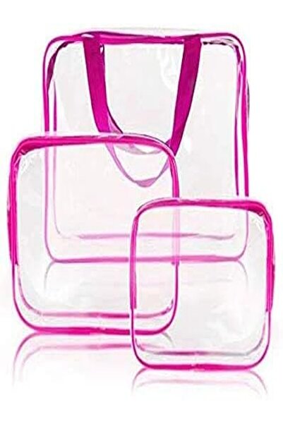 RAG&SAK 3Pcs Clear Cosmetic Bag Vinyl Air Travel Toiletry,Water Resistant