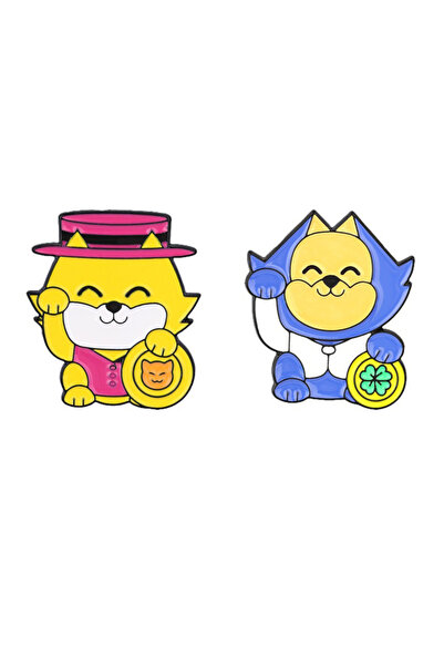 Choice In2982-2 2 Cartoon Cat Enamel Brooches, Cute Metal Badge Accessories, ...