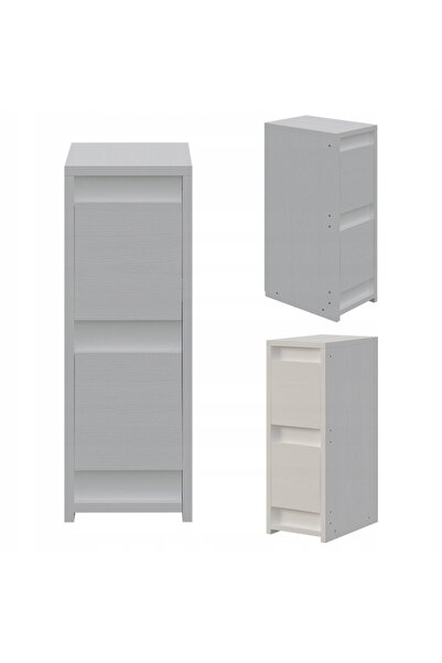 Muvu Noptieră albă cu 2 sertare, măsuță laterală modernă tip loft pentru dorm...