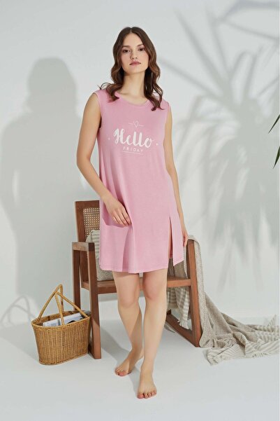 GUAVA+ Women's Crew Neck Draped Lycra Viscose Nightgown Dress Pajamas with Sl...