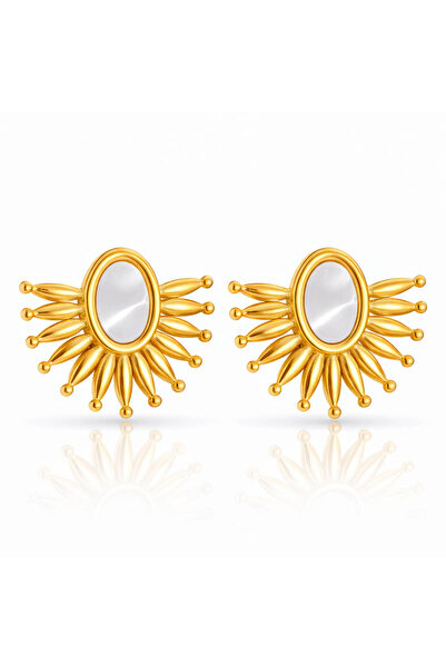 OEM Helios Opal gold earrings, stainless steel, with vintage, 18K gold plated