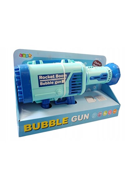 LeanToys Pistol cu bule de săpun cu 64 de orificii, albastru, cu efecte lumin...
