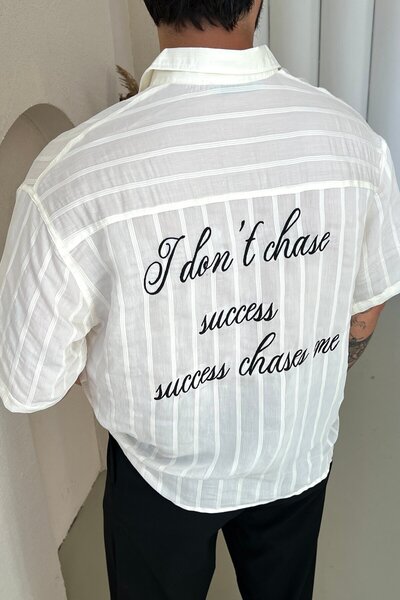OUTFİT MAN Back Lettering Detailed Design Box Fit Shirt White