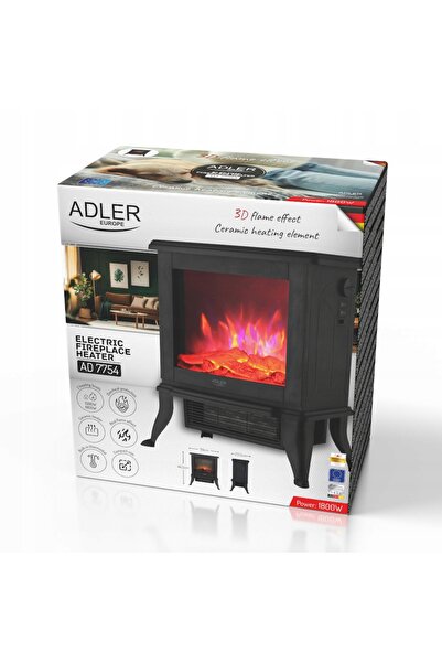 adler Șemineu electric 1800W cu 2 trepte de încălzire, termostat și efect 3D