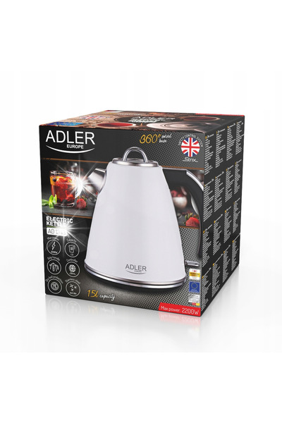 adler Fierbător electric fără fir metalic 1,5L Strix alb