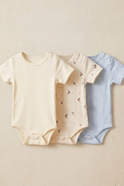 lilico Unisex Baby 3-Piece Camisole Bodysuit Set - Short Sleeve Organic Cotto...