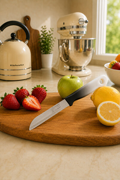 Solingen 6-Piece Fruit Knife Stainless Steel Serrated Sharp Kitchen Peeling Chopping Knife Set Black Sariva Home