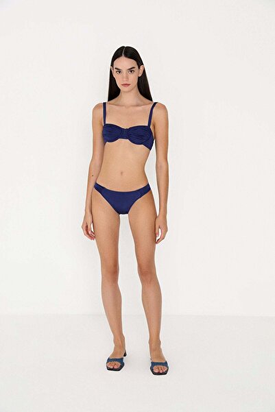 Rue Studio Büzgülü Lacivert Bikini Üstü