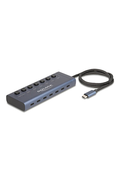 DELOCK Διανομέας USB-C 63410 με διακόπτες, 7 θύρες, 5Gbps, 20W, σύνδεση USB-C...