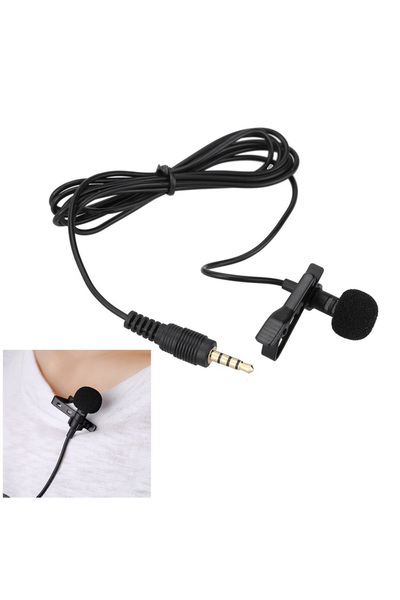 POWERTECH Μικρόφωνο CAB-J034 με ενσωματωμένο κλιπ, 3.5mm, 1.5μ, μαύρο