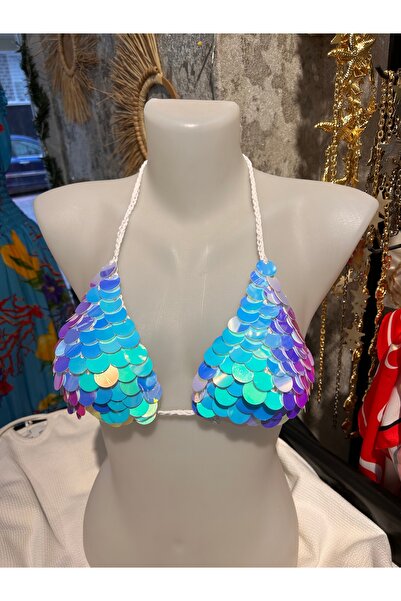 AROHA butik el örgüsü pullu bikini üstü