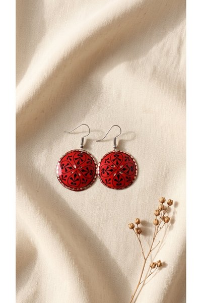 Store Handmade Bohemian Earrings with Copper Black Motifs