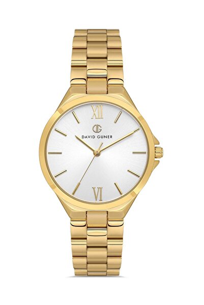 DAVID GUNER Women's Wristwatch Yellow Plated Silver Dial Dg-8750La-B1