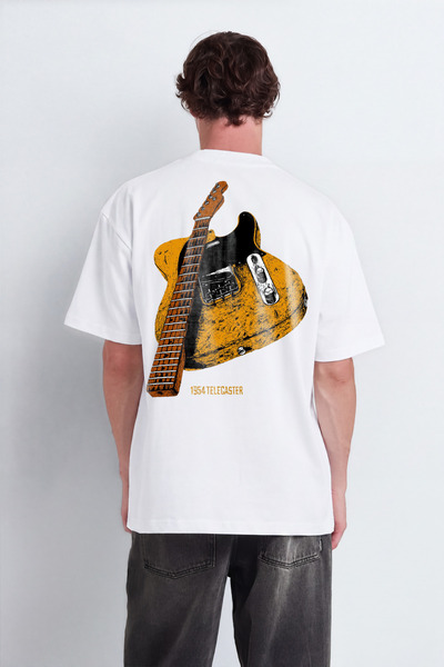 Butik Trend Biz Telecaster Guitar Unisex Oversize Printed T-Shirt