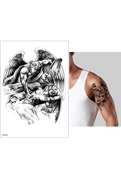 medink tattoo Gerçekci Melek Savaşları Dövme Etiket Kadın Erkek Kol Bacak