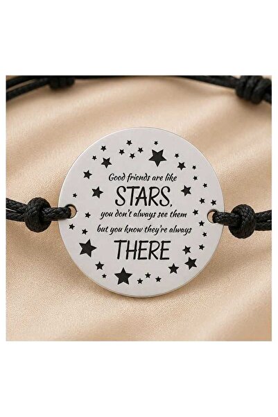 Simoshop Brățară reglabilă cu bănuț din argint 925 - Good Friends Are Like Stars