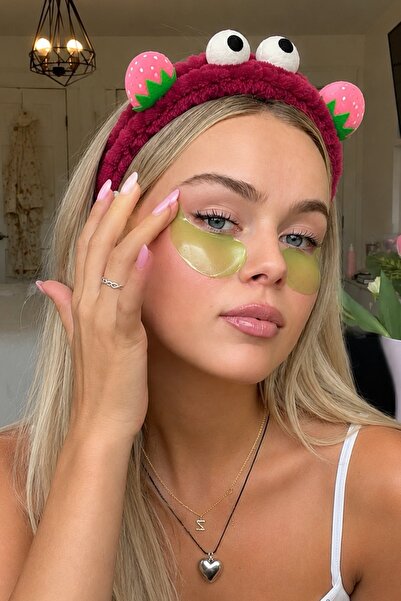 TAKIŞTIR Bordo Renk Çilek Ve Göz Figürlü Peluş Saç Bandı