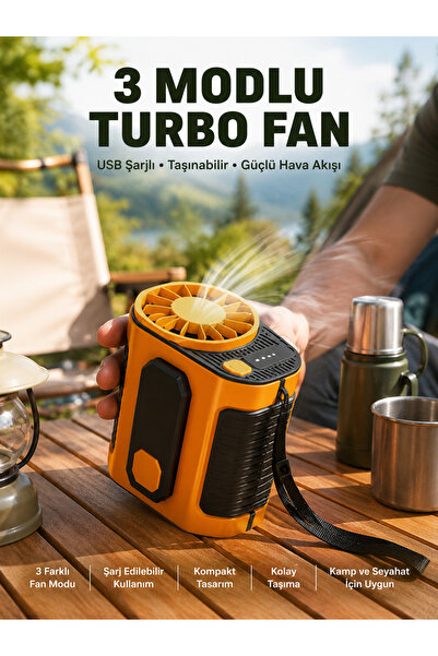 E BULURUM Taşınabilir USB Şarjlı Turbo Fan – 3 Modlu Soğutma, Hafif & Kompakt