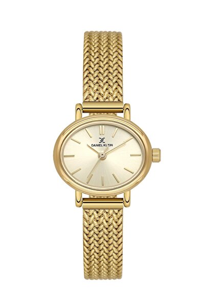 Daniel Klein 24 mm Women's Wristwatch with Yellow Dial and Gold Color Strap, ...