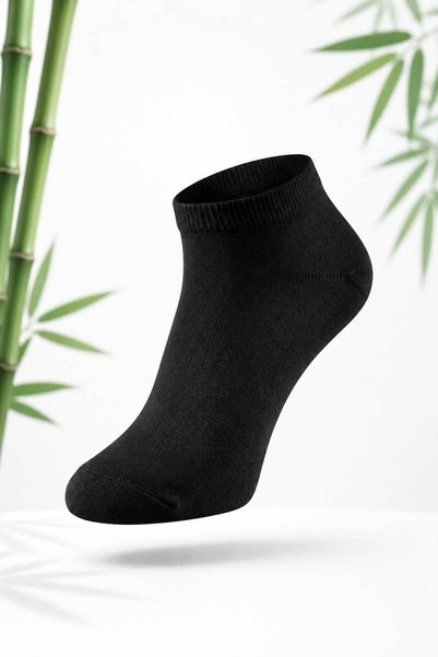 ESER Women's Bamboo 6-Piece Booties Socks – Seamless, Anti-Sweat, Soft Textured Black Daily Socks (36-40)