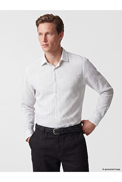 LC Waikiki Nevavm Regular Fit Striped Dobby Men's Shirt with Difference