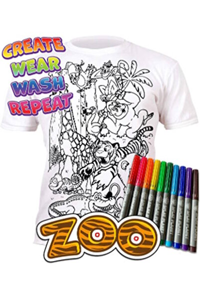 OEM Splat Planet Πλενόμενο T-Shirt Ζωγραφικής "Zoo" με Μαρκαδόρους (3-4 Ετών)
