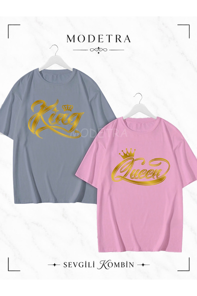 Modetra Women's Men's King Queen Design Medium Front Printed Lover Couple Com...