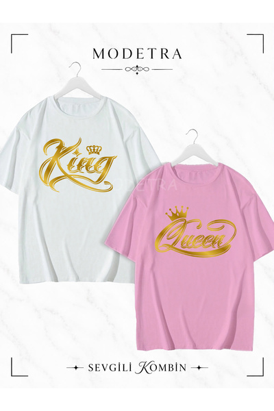 Modetra Women's Men's King Queen Design Medium Front Printed Lover Couple Com...