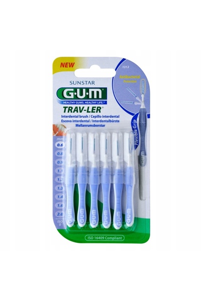 NO BRAND Periuțe interdentare SUNSTAR GUM Trav-Ler 0.6 mm Mov (6 bucăți)