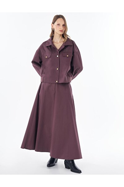 Kayra Embroidered Skirt Suit Cocoa Powder