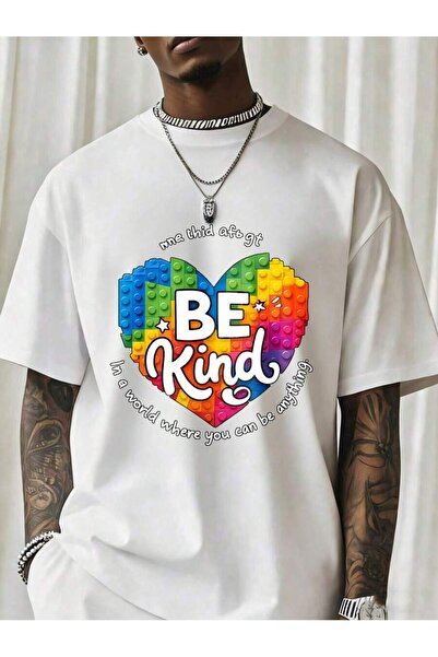 NOURAM Kind In A World Where You Can Be Anything Rainbow Heart T-Shirt Men Wo...