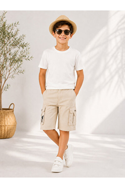 ROBINHAN Robi̇n 32507-26 Boys' Cargo Shorts with Pocket Detail, Cotton, Comfo...