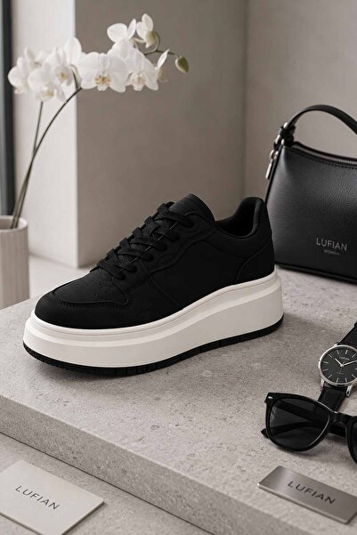 Lufian Women's Black Thick Sole Sneaker Daily Sports Shoes Comfortable Walkin...