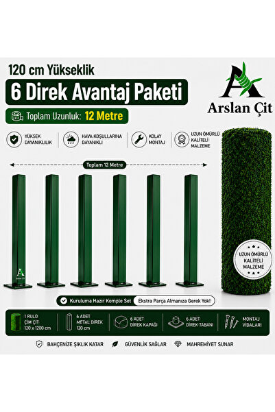 msy garden fenc Çim Çit 120 cm X 12 m 6 ADET Galvanizli Çit Direği Aksesuarla...