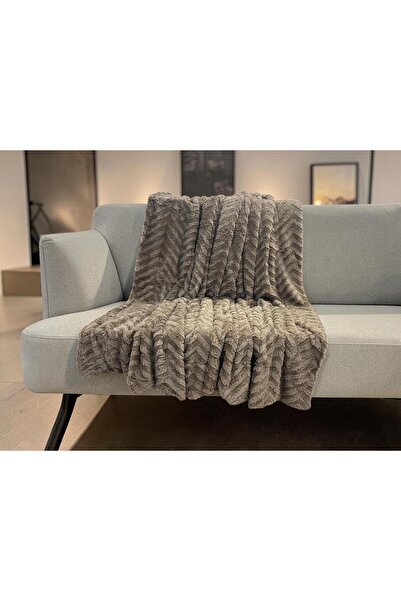 Linea Home Κουβέρτα Ριχτάρι Καναπέ Γούνινο Αρόου Μόκα Μονό 150Χ200 LH2019095-3