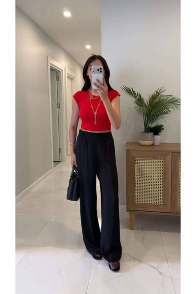 BİRCANÇİL Nowes Black Casual Draped Trousers
