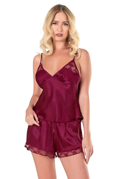 kapsulavm Navy Blue Satin Babydoll Shorts Set