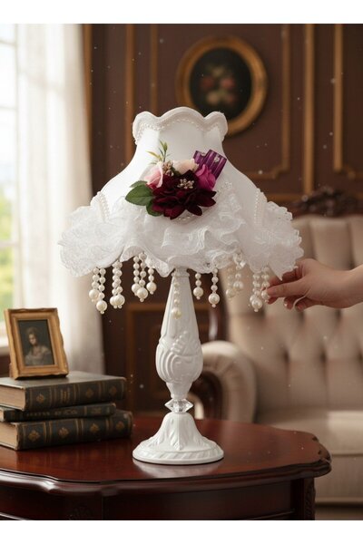 Dekovien White Velvet Covered Flower Decorated Handmade Headboard Metal White...