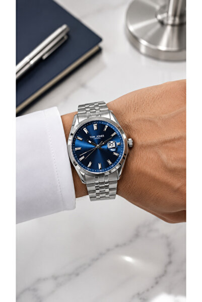 Tom Jones Men's Wristwatch Navy Blue Dial with Calendar 5 Atm Suitable for Da...
