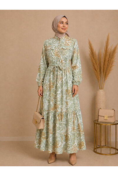 MK MODA BAŞAK Summer Patterned Mango Fabric Comfortable Fit Dress
