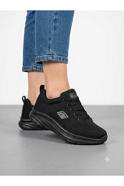 Lütfi Women's Black Sneaker Ultra Light Orthopedic Sole Walking Shoes