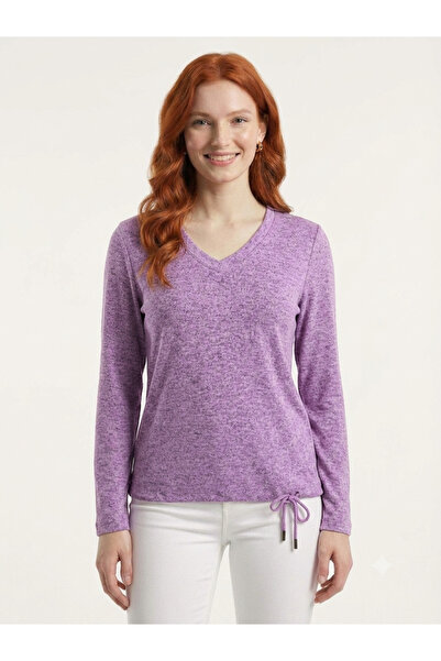 Neden Tekstil Women's V-Neck Long Sleeve Blouse